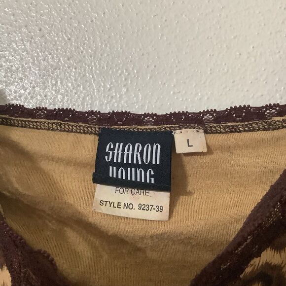 Vintage Y2K Tan Cheetah Animal Print McBling Bohemian Boho Lace Camisole L - Picture 4 of 9